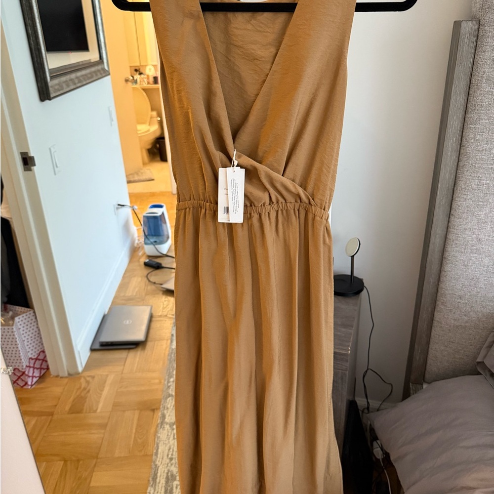 Elegant Tan Sleeveless Dress